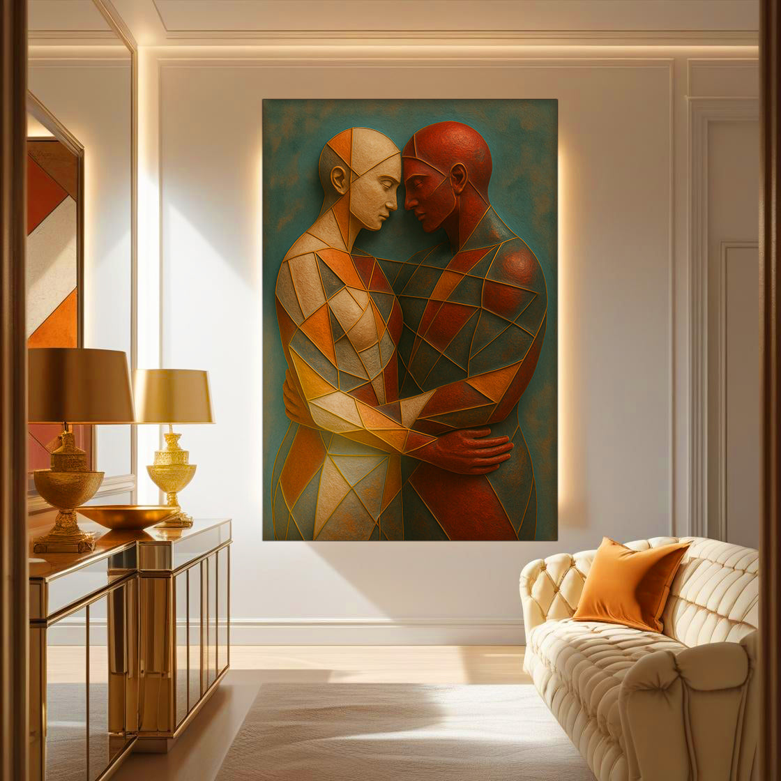 Embrace of Geometry Abstract Canvas Wall Art III