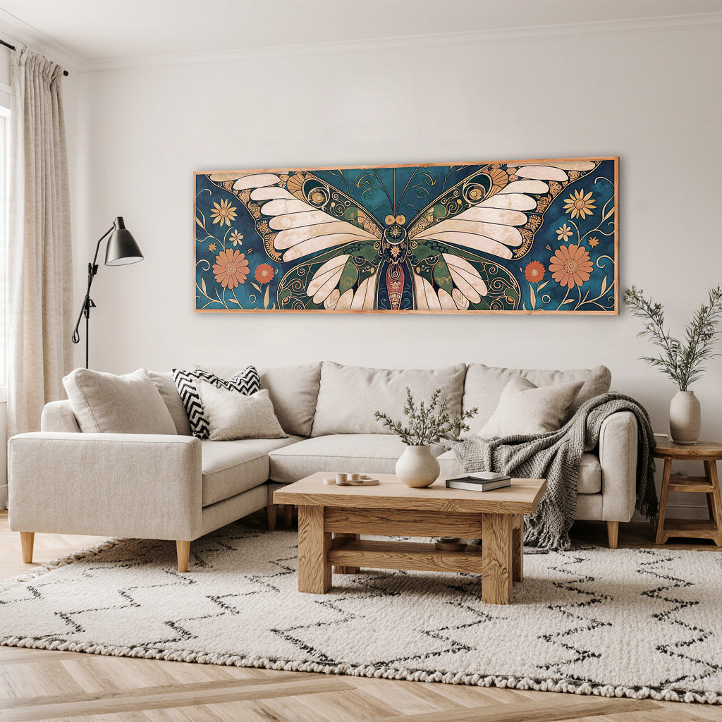 Abstract Vintage Butterfly Canvas Wall Art