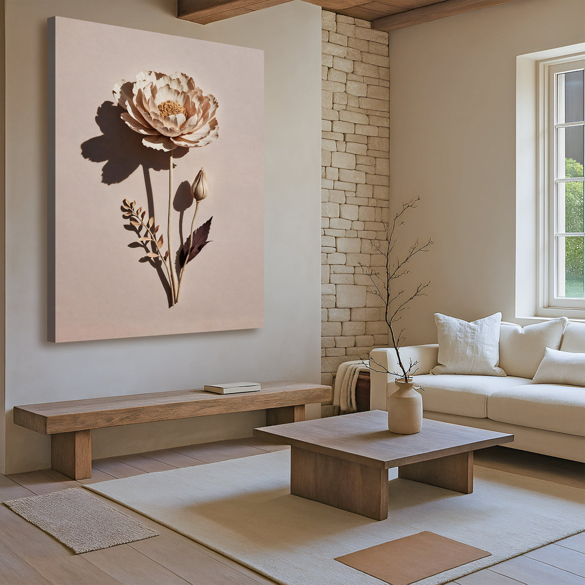 Minimalist Lone Flower Canvas Wall Art