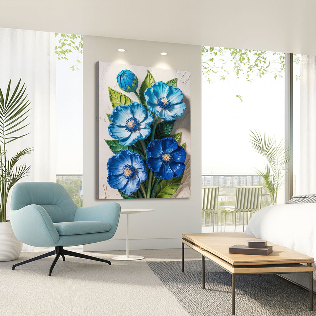 Blue Blossom Bouquet Canvas Wall Art