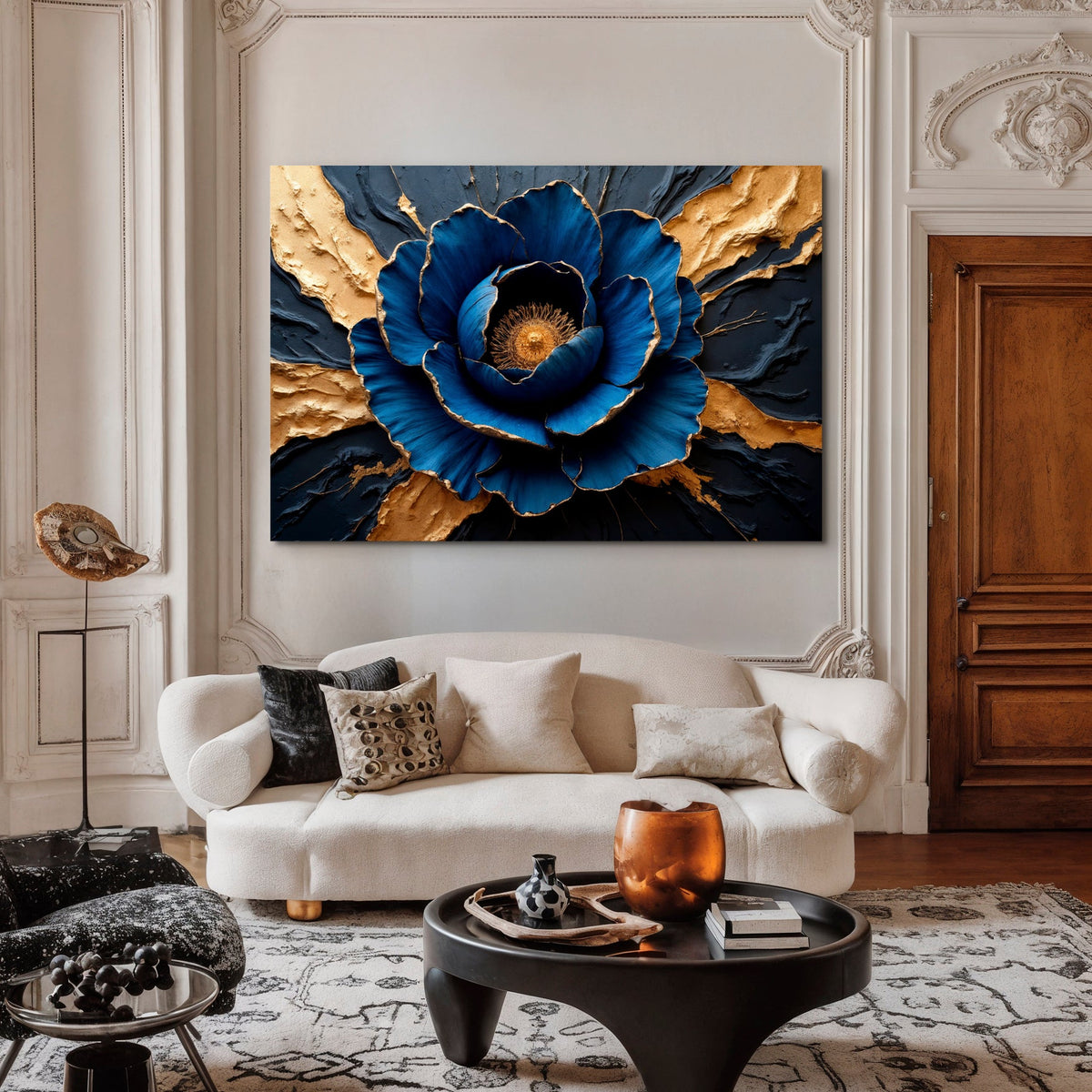 Sapphire Bloom Canvas Wall Art