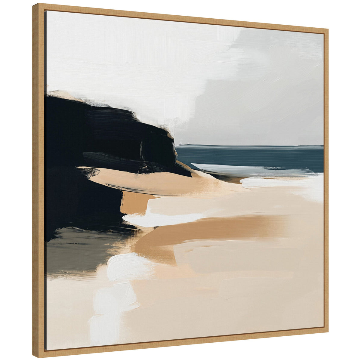 Sylvie Coastal Sand Modern Abstract Landscape I Framed Canvas by The Creative Bunch Studio