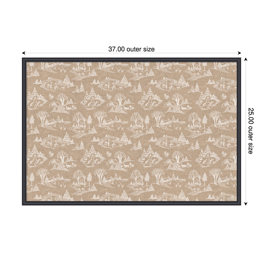 Kate and Laurel Framed Fabric Pinboard Wonderland White Toile