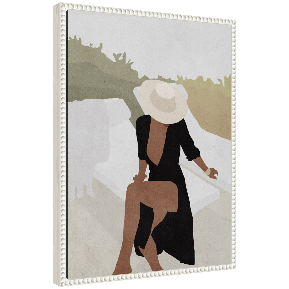Sylvie Elegant Woman in Hat Framed Canvas by July Art Prints