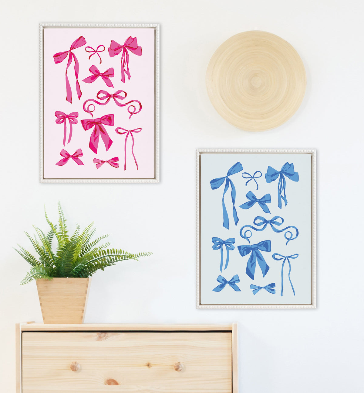Sylvie Blue Bows Framed Canvas by Honey Island Studio