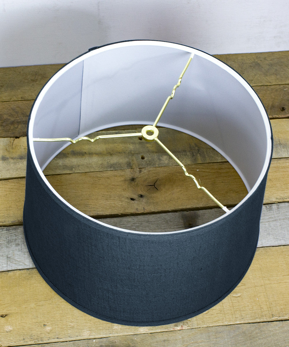 Home Concept Shallow Drum Hardback Lamp Shade, Textured Slate Blue, 16"W x 10" Slant Height