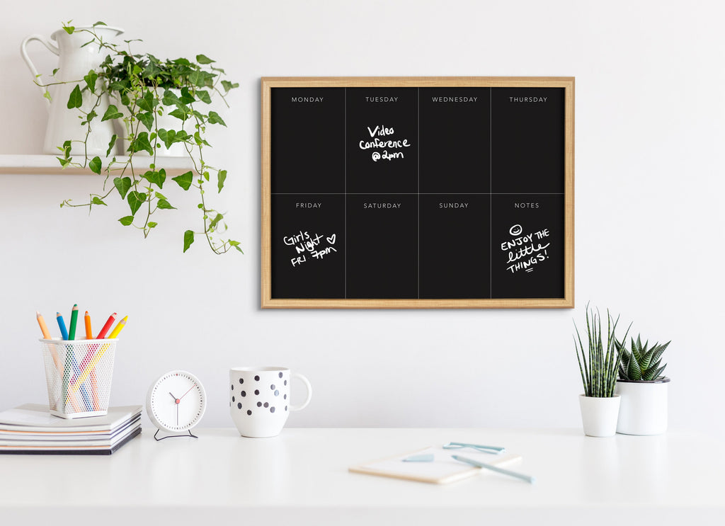Blake This Week Black Framed Glass Dry-Erase Weekly Planner by The Creative Bunch Studio
