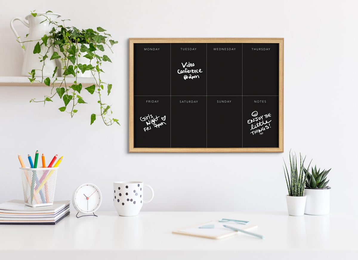 Blake This Week Black Framed Glass Dry-Erase Weekly Planner by The Creative Bunch Studio