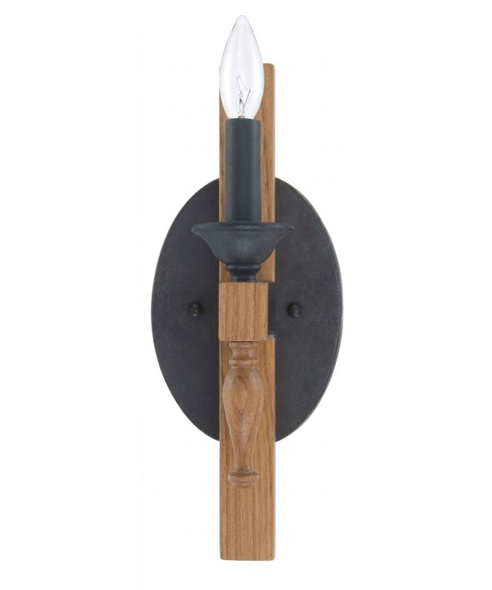 Craftmade Glenwood 1-Light Wall Sconce, Aged Bronze and Distressed Oak Finish, 5"W