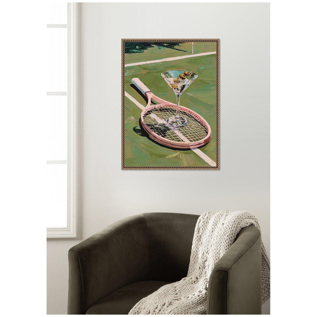Tennis Martini by Honey Island Studio Framed Canvas Wall Art Print