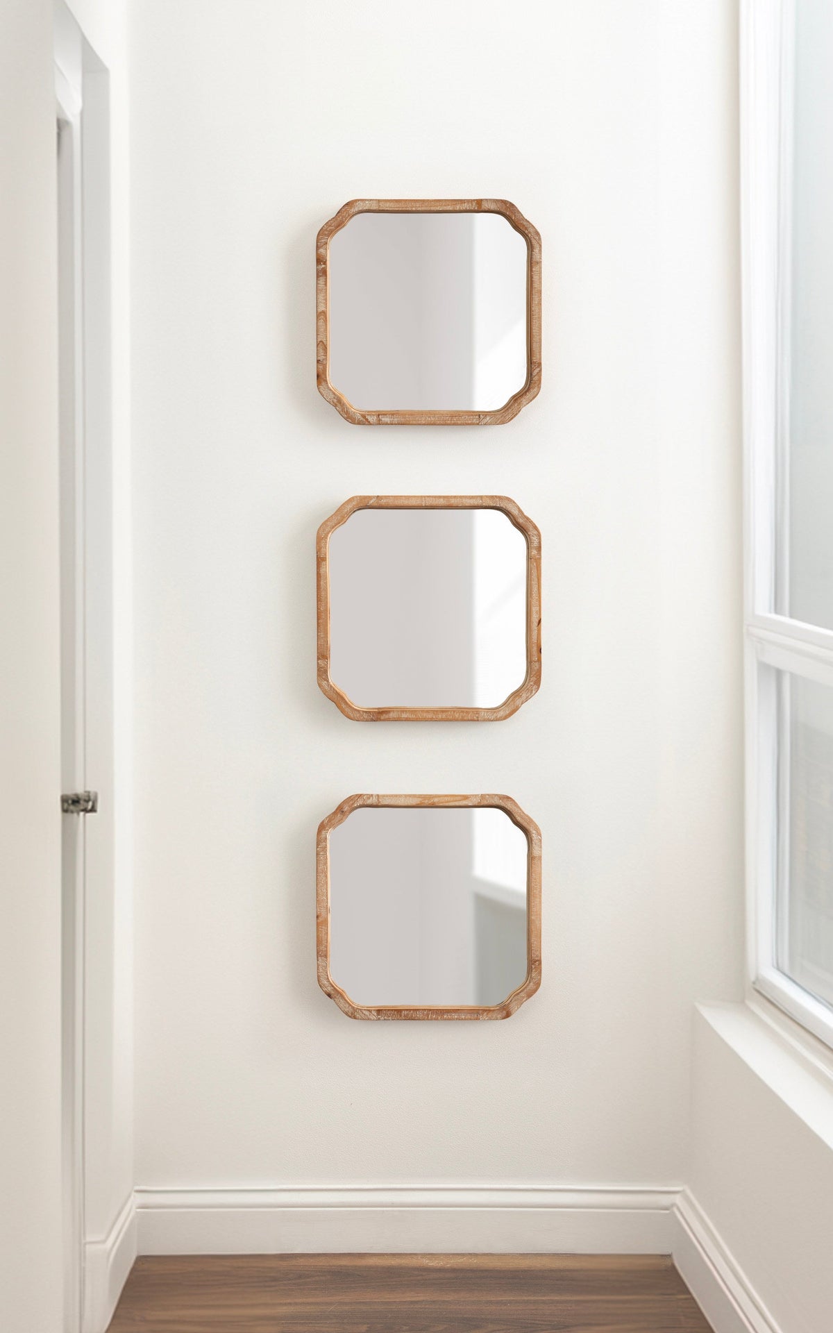 Marston Scalloped Wood Wall Mirrors, Set of 3