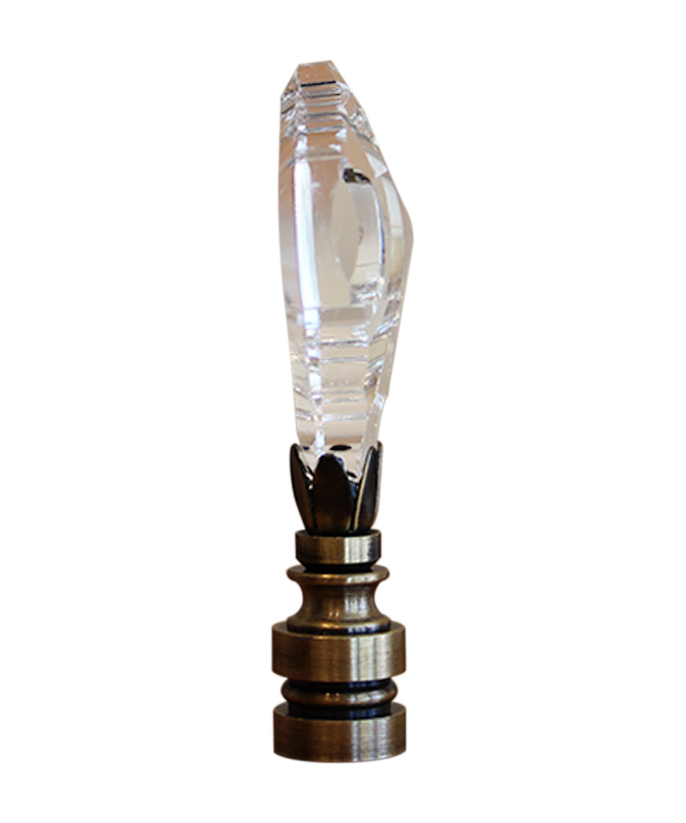 2.75"H Swarovski Crystal Gothic Cross Antique Brass Base Lamp Finial