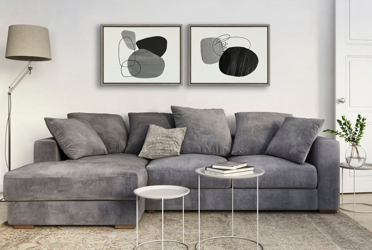 Sylvie 863 Abstract Rocks and 864 On The Rocks Framed Canvas Set by Teju Reval of SnazzyHues