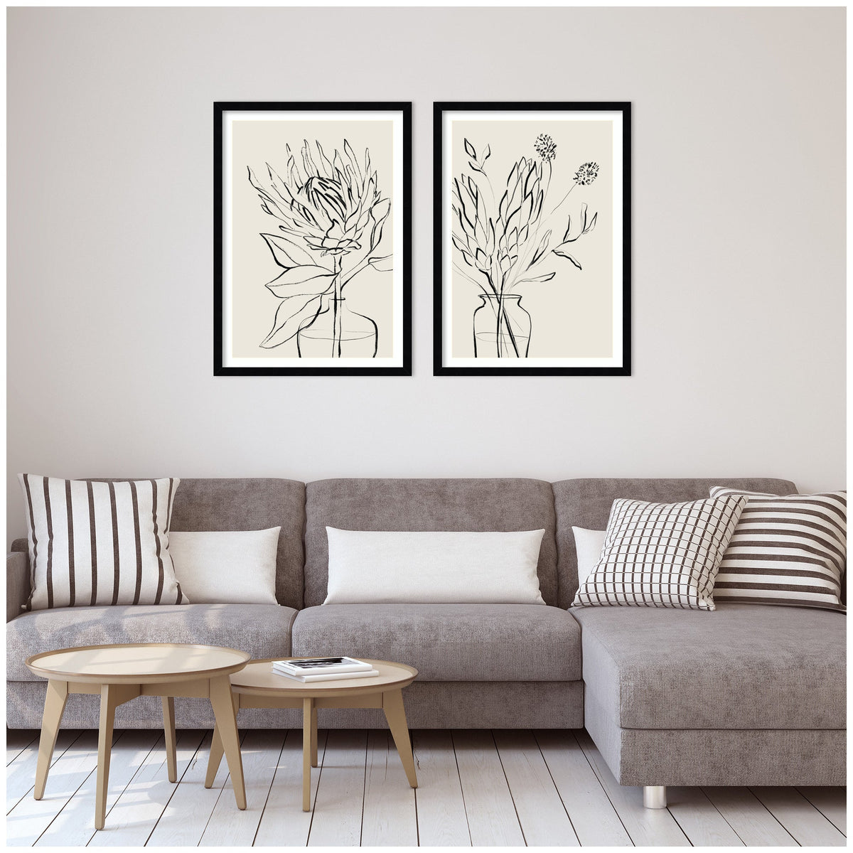Protea Sketch No. 1 & No. 2 2 Piece Framed Wall Art Print Set by Sara Berrenson