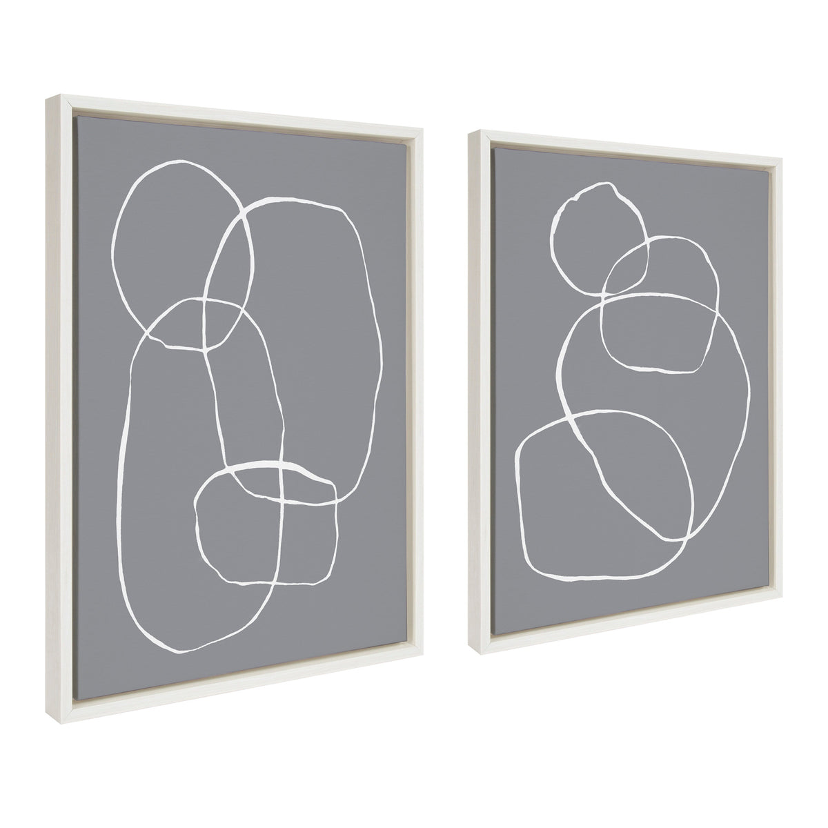 Sylvie Gray Going in Circles Framed Canvas Set by Teju Reval of SnazzyHues
