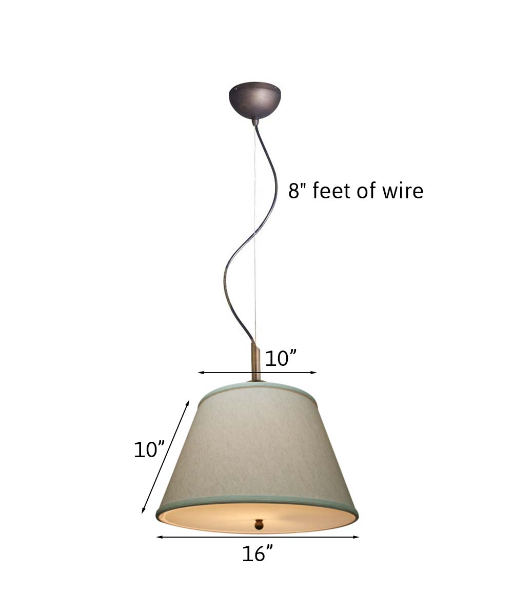Laura Ashley Hardwired Pendant Light, Gold-Laced Cafe, Textured Oatmeal Slotted Empire Shade with Diffuser, 16"W
