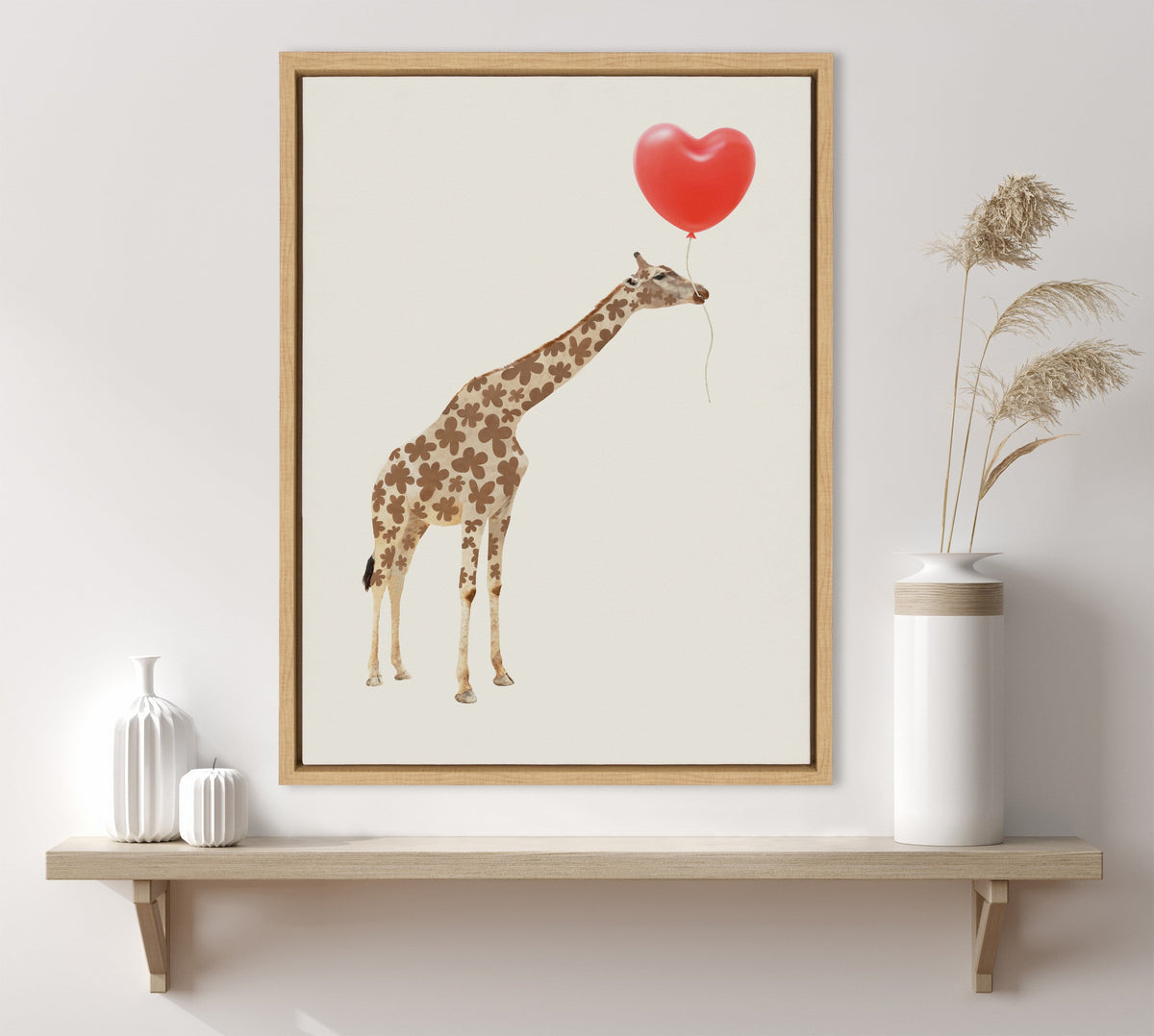 Sylvie Giraffe in Love Framed Canvas by July Art Prints