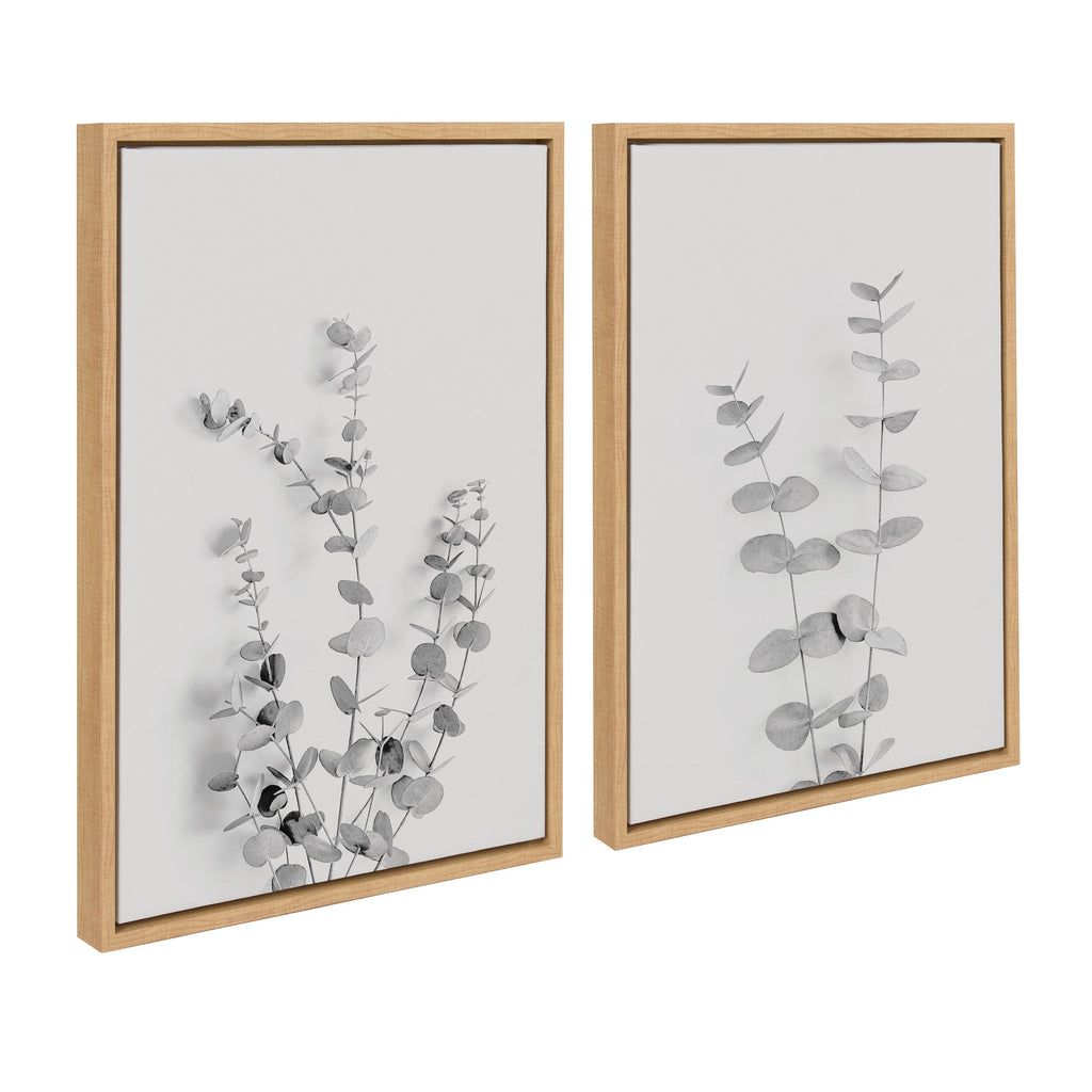 Sylvie Neutral Botanical 3 and 4 Soft White Framed Canvas by The Creative Bunch Studio
