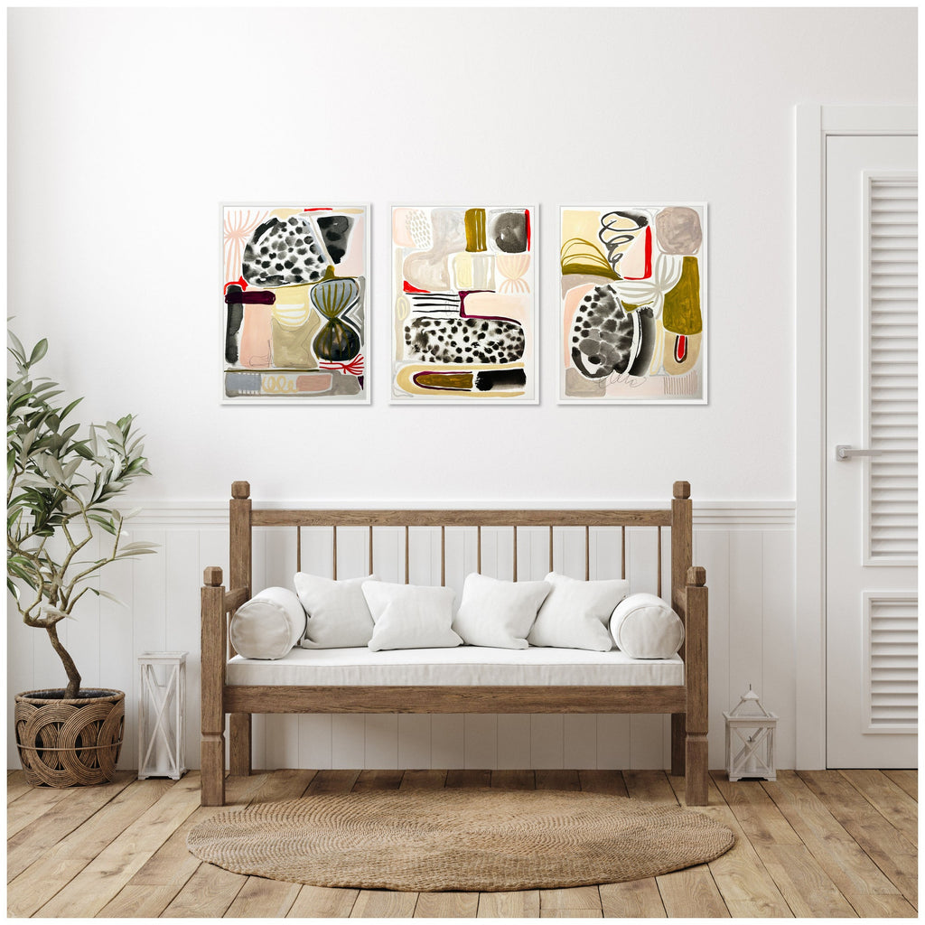 Sylvie Abstract 1, 2 and 3 Framed Canvas Art Set by Emma Daisy
