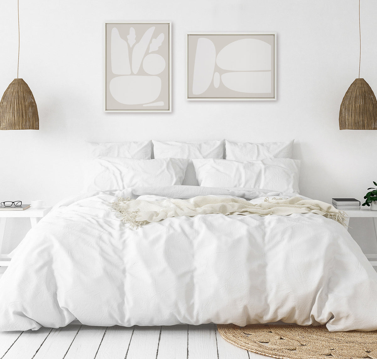 Sylvie Zen Botanical Rock Neutral Framed Canvas Set of 2 by The Creative Bunch Studio