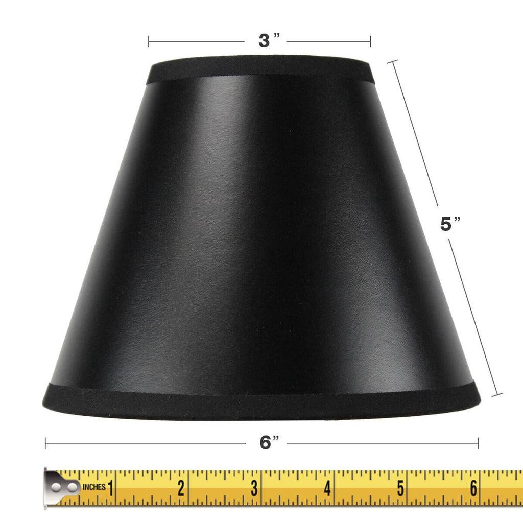 Home Concept Set of 6 Black Parchment Gold-Lined Chandelier Candle Clip Lamp Shade - 6"W x 5"H