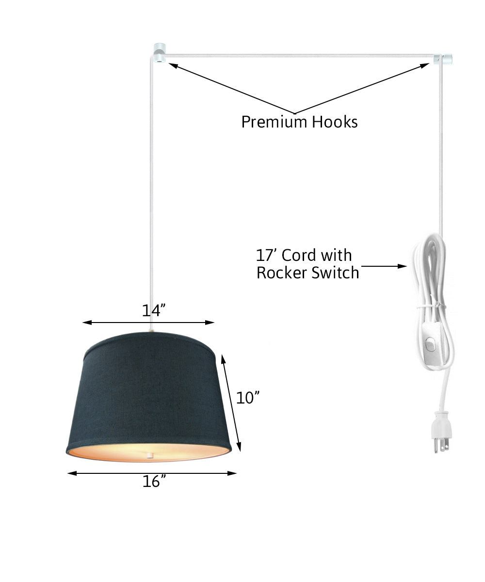 Home Concept 2-Light Plug-In Swag Pendant Light Textured Slate Blue with Diffuser White Cord - 10"W