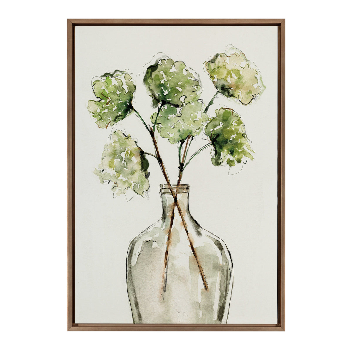 Sylvie Greenery Vase Framed Canvas by Sara Berrenson