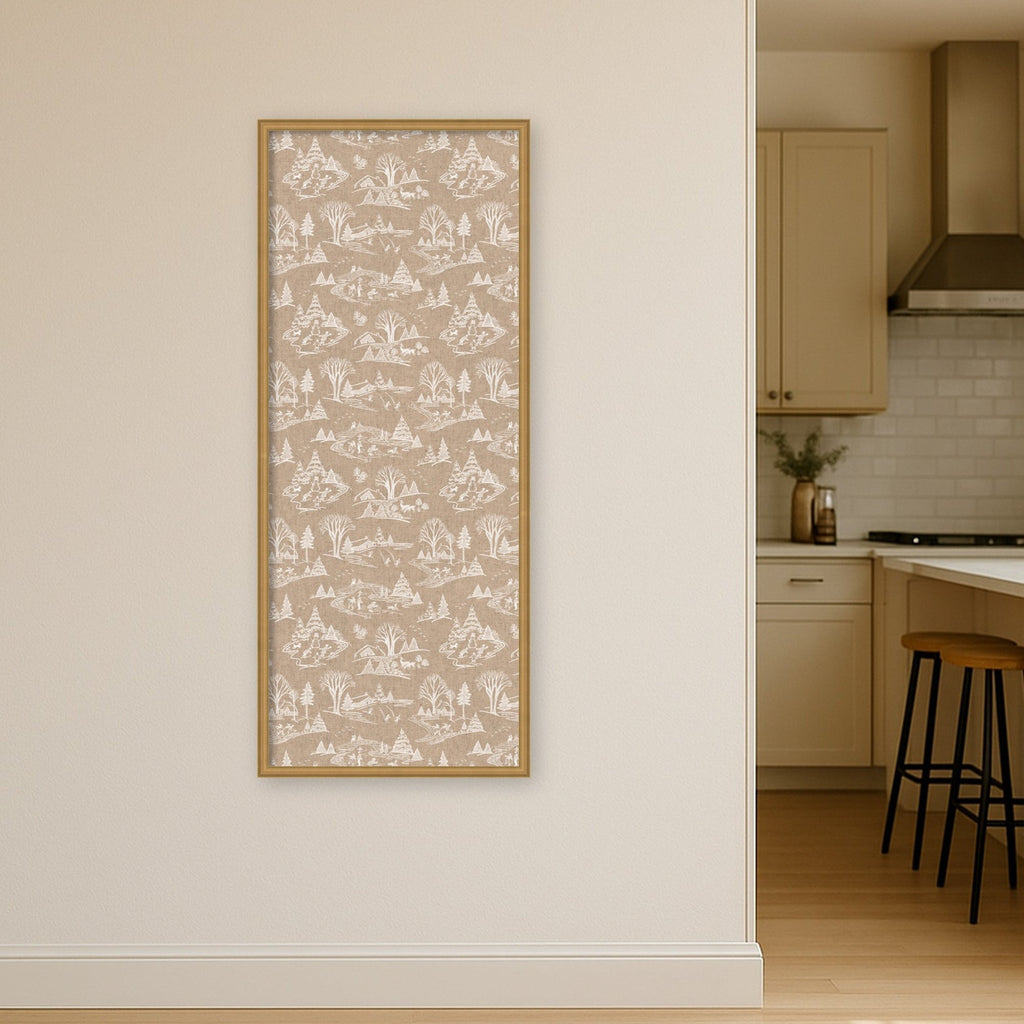 Kate and Laurel Framed Fabric Pinboard Wonderland White Toile