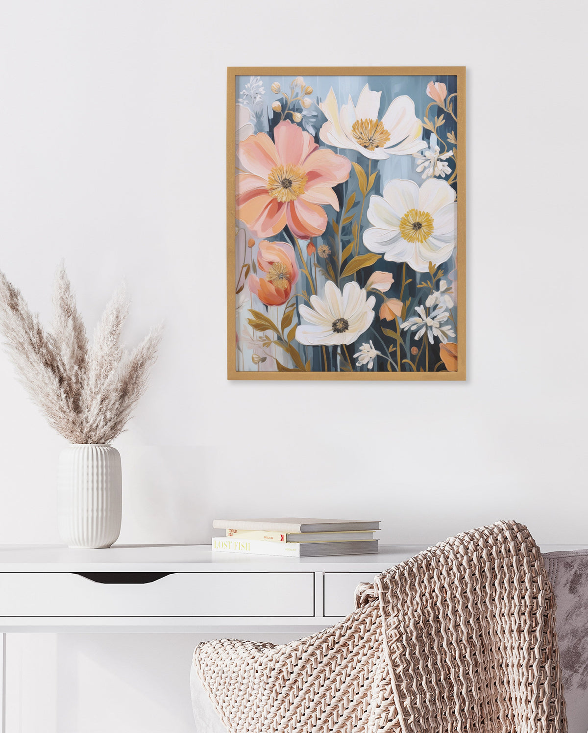 Gallery Boho Flowers in Muted Neutrals Print by The Creative Bunch Studio