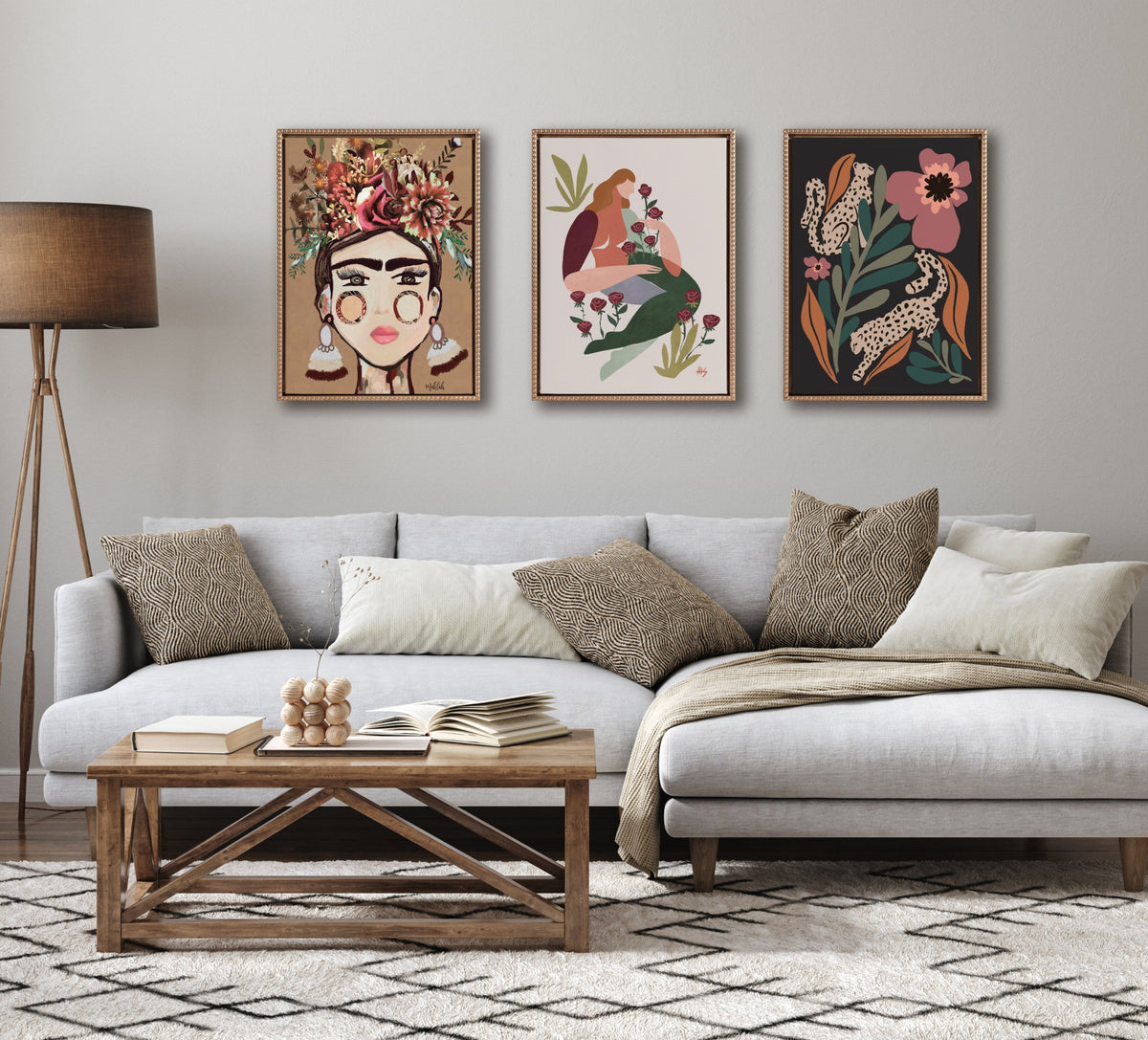 Sylvie Beaded Wild Garden Framed Canvas by Oris Eddu