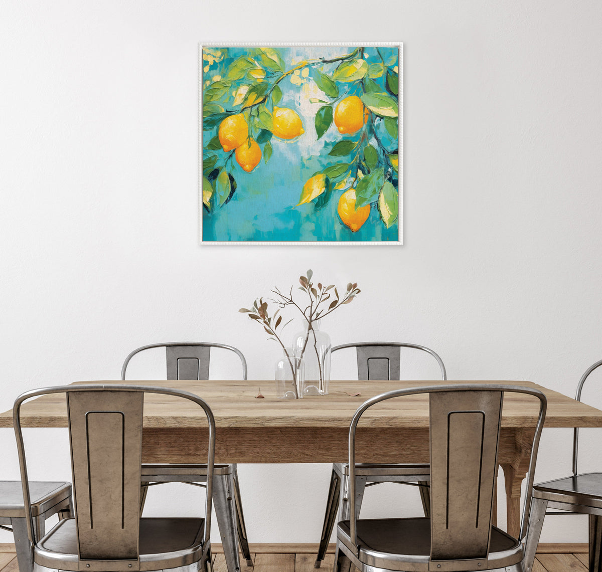 Sylvie Beaded Lemon Tree Framed Canvas by The Creative Bunch Studio