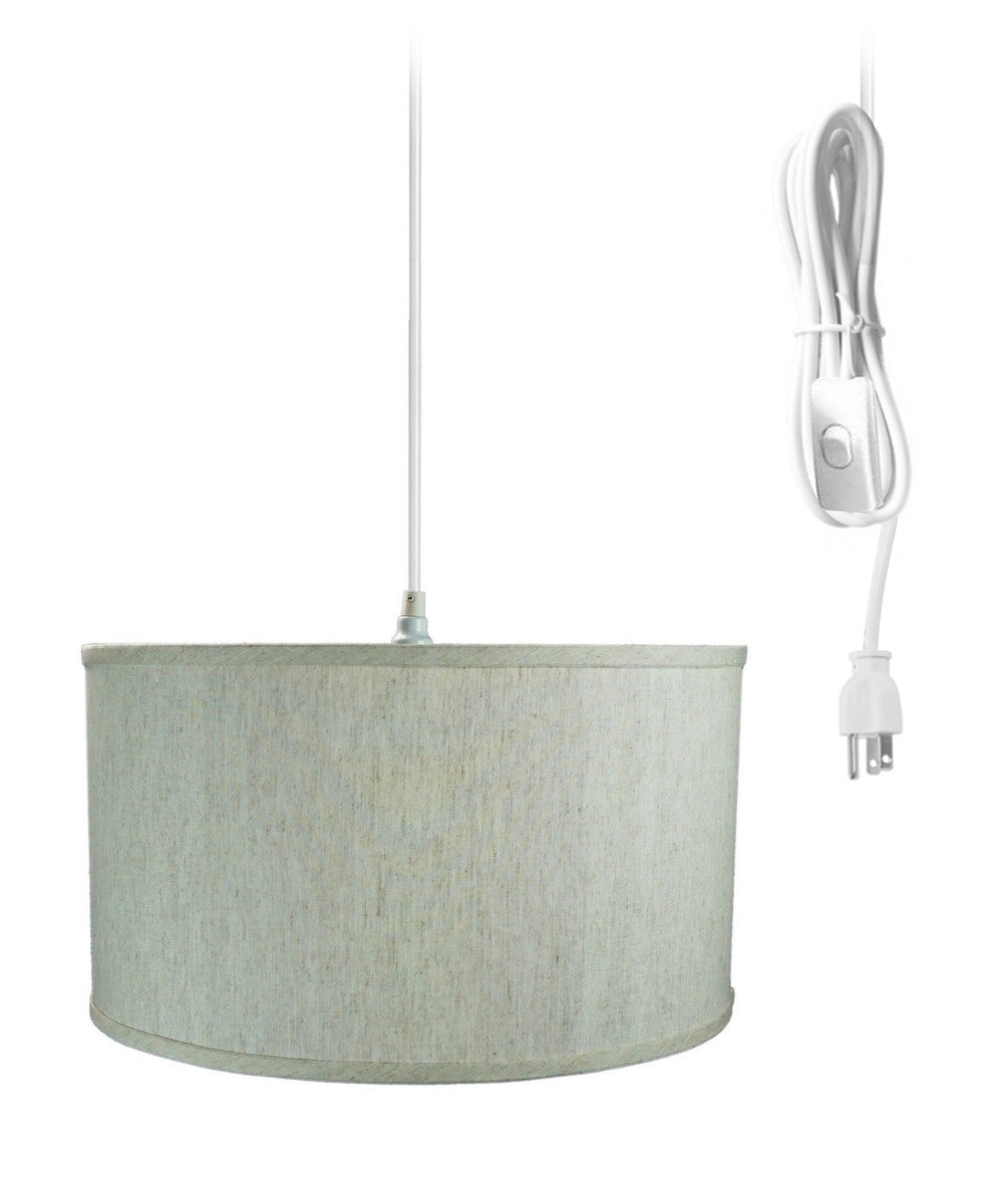 Home Concept 1-Light Plug-In Swag Pendant Light 16"w Textured Oatmeal Shade, 17' White Cord