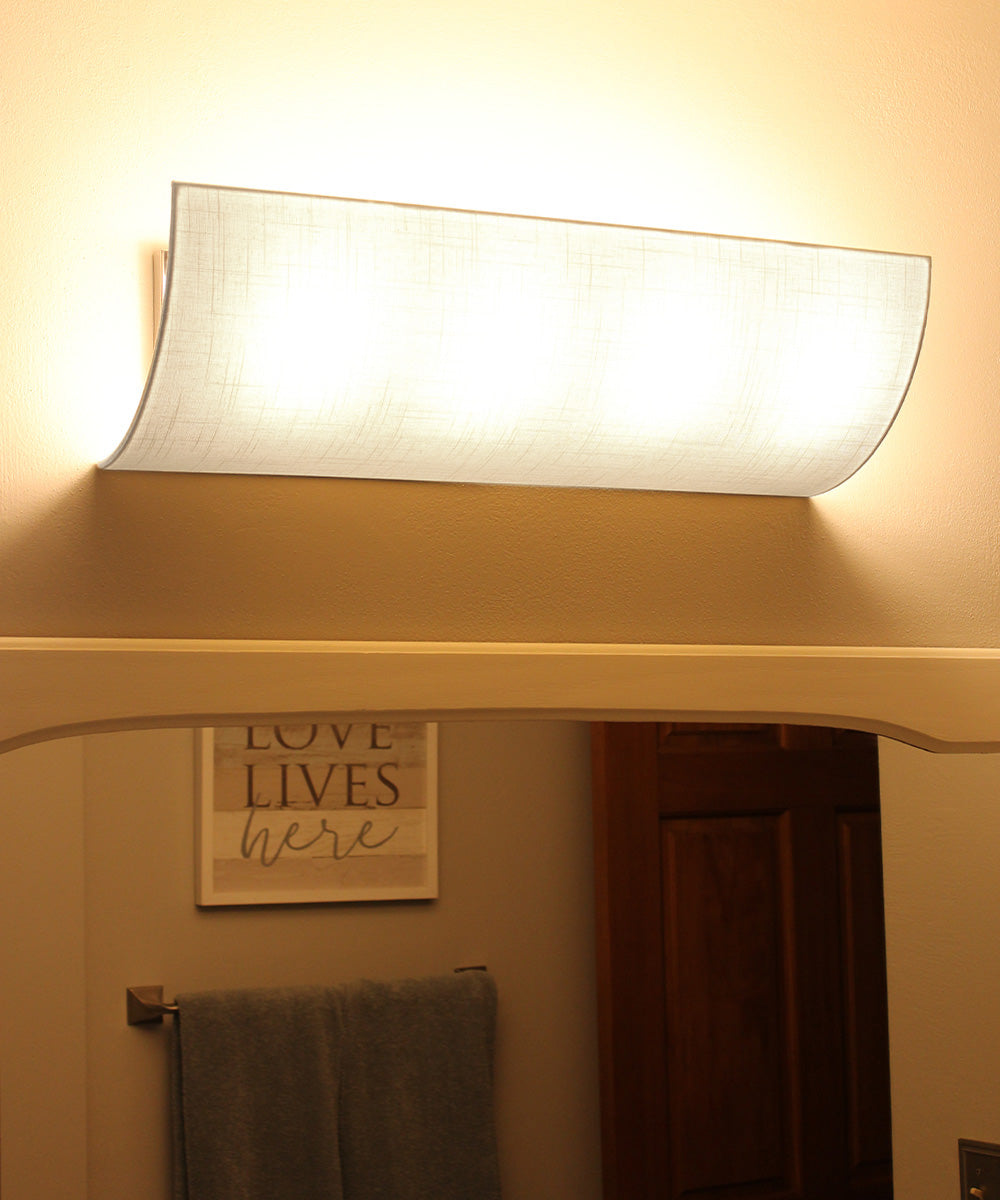 Moderne Bathroom Vanity Light Cover Conversion Kit, White Textured Fabric Shade, 20"W, No Wiring