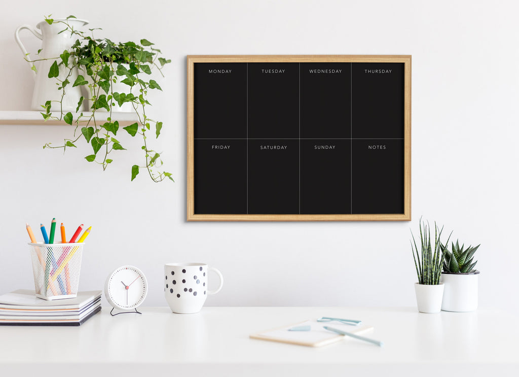 Blake This Week Black Framed Glass Dry-Erase Weekly Planner by The Creative Bunch Studio