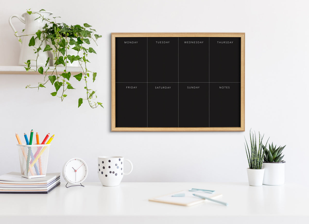 Blake This Week Black Framed Glass Dry-Erase Weekly Planner by The Creative Bunch Studio