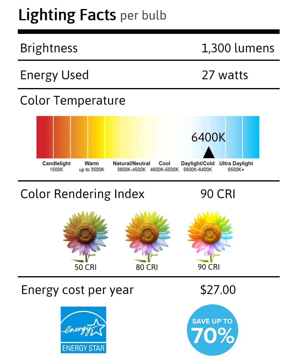VisionMax 18W Full Spectrum CFL Replacement Light Bulbs, Standard E26 Base, 6-Pack