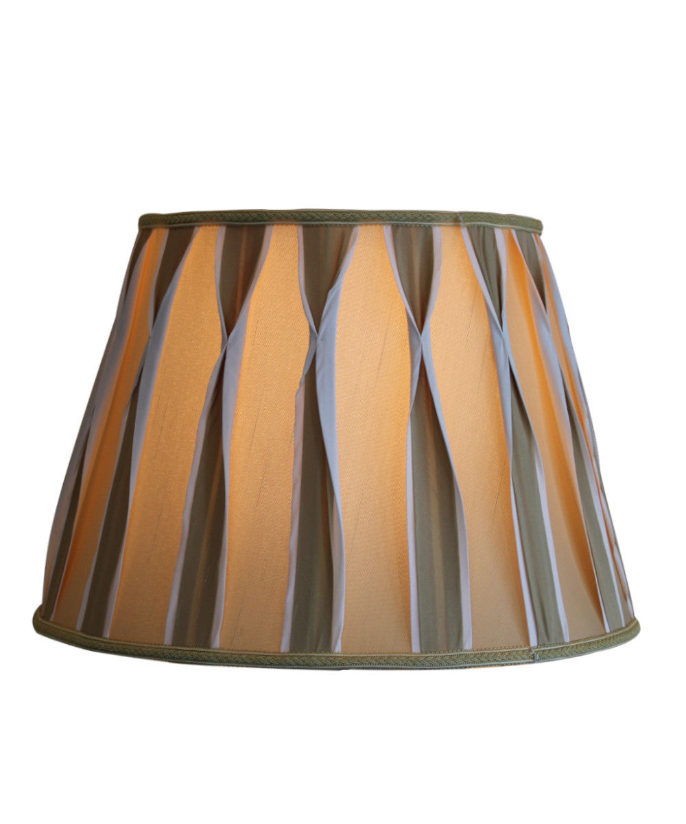 Home Concept Beige/White Pinched Pleat Shantung Lamp Shade - 16"W x 11" Slant Height