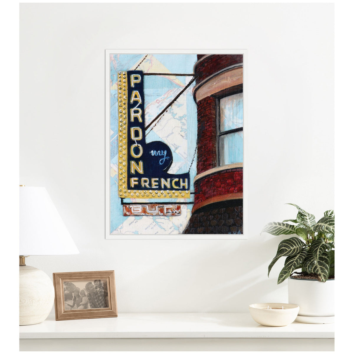Pardon My French by Krista V. Allenstein Framed Canvas Wall Art Print