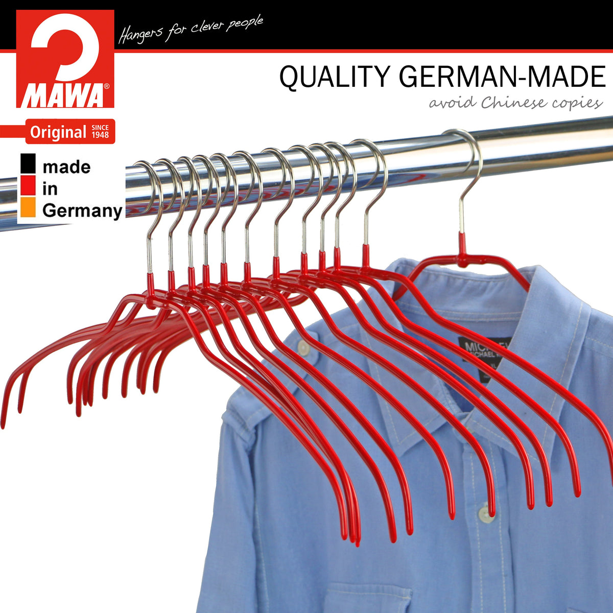 MAWA Silhouette Ultra Thin Narrow 36-FT, Hanger, New Red