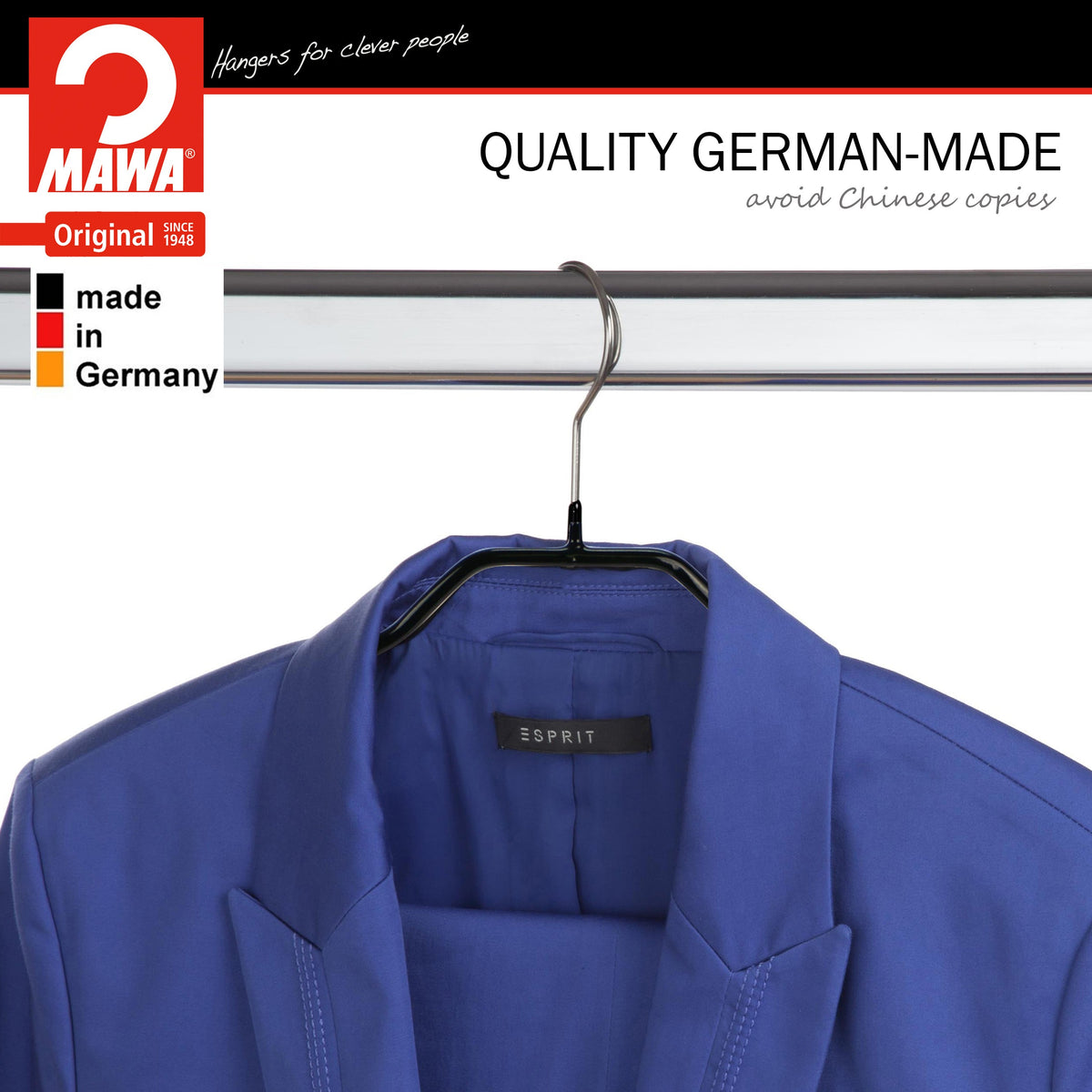 MAWA Silhouette 41-FRS Hanger with Pant Bar & Skirt Hooks, Black