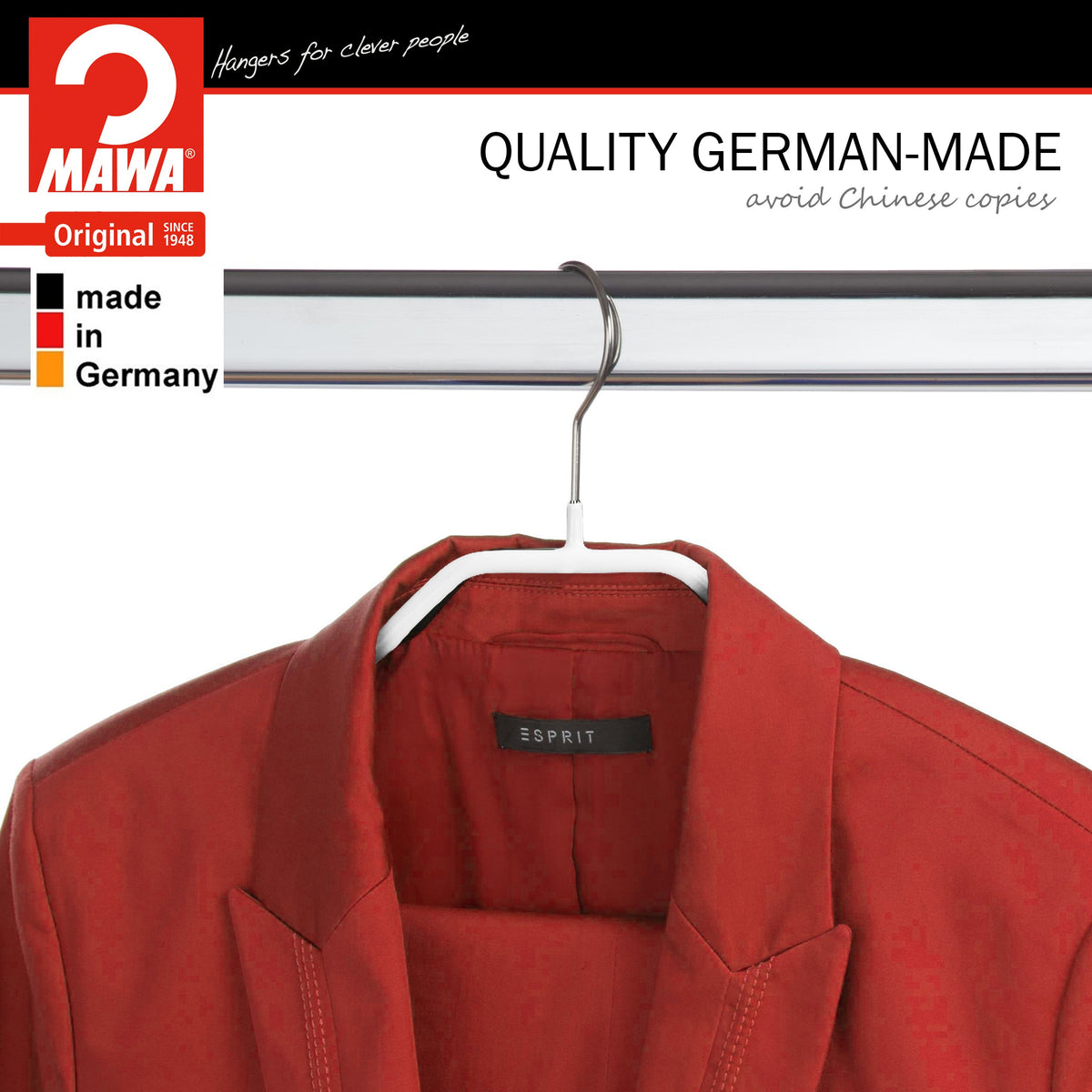 MAWA Silhouette 41-FRS Hanger with Pant Bar & Skirt Hooks, White