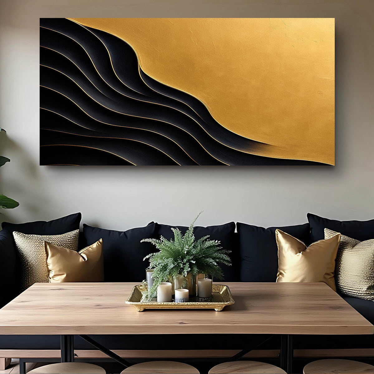 Black And Gold Minimalist Abstract Canvas Wall Art XI