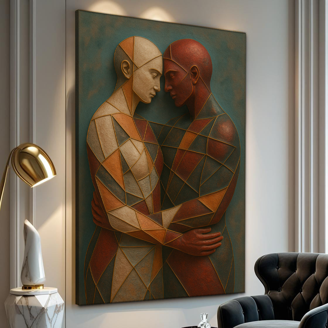 Embrace of Geometry Abstract Canvas Wall Art III