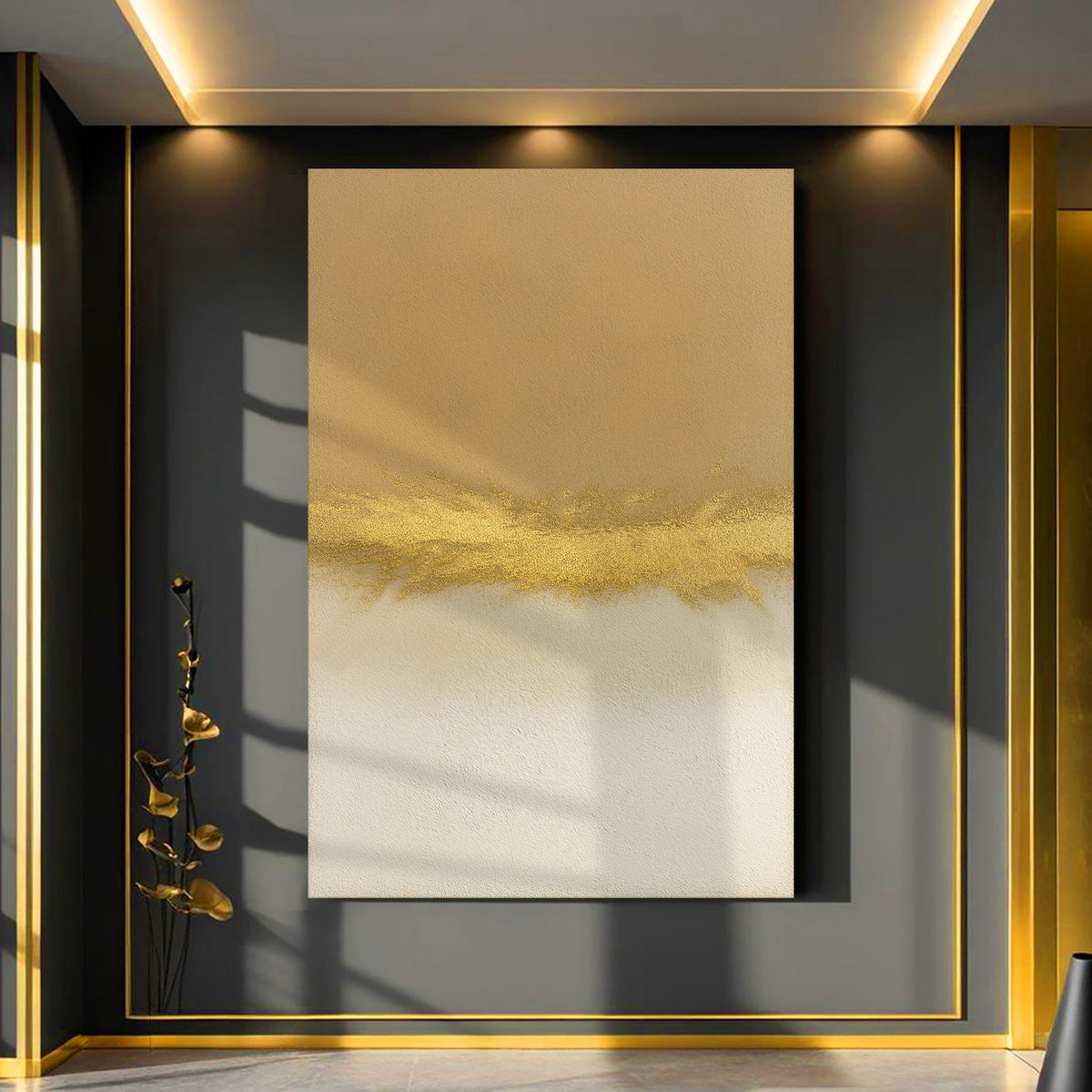 Minimalist White And Gold Canvas Wall Art