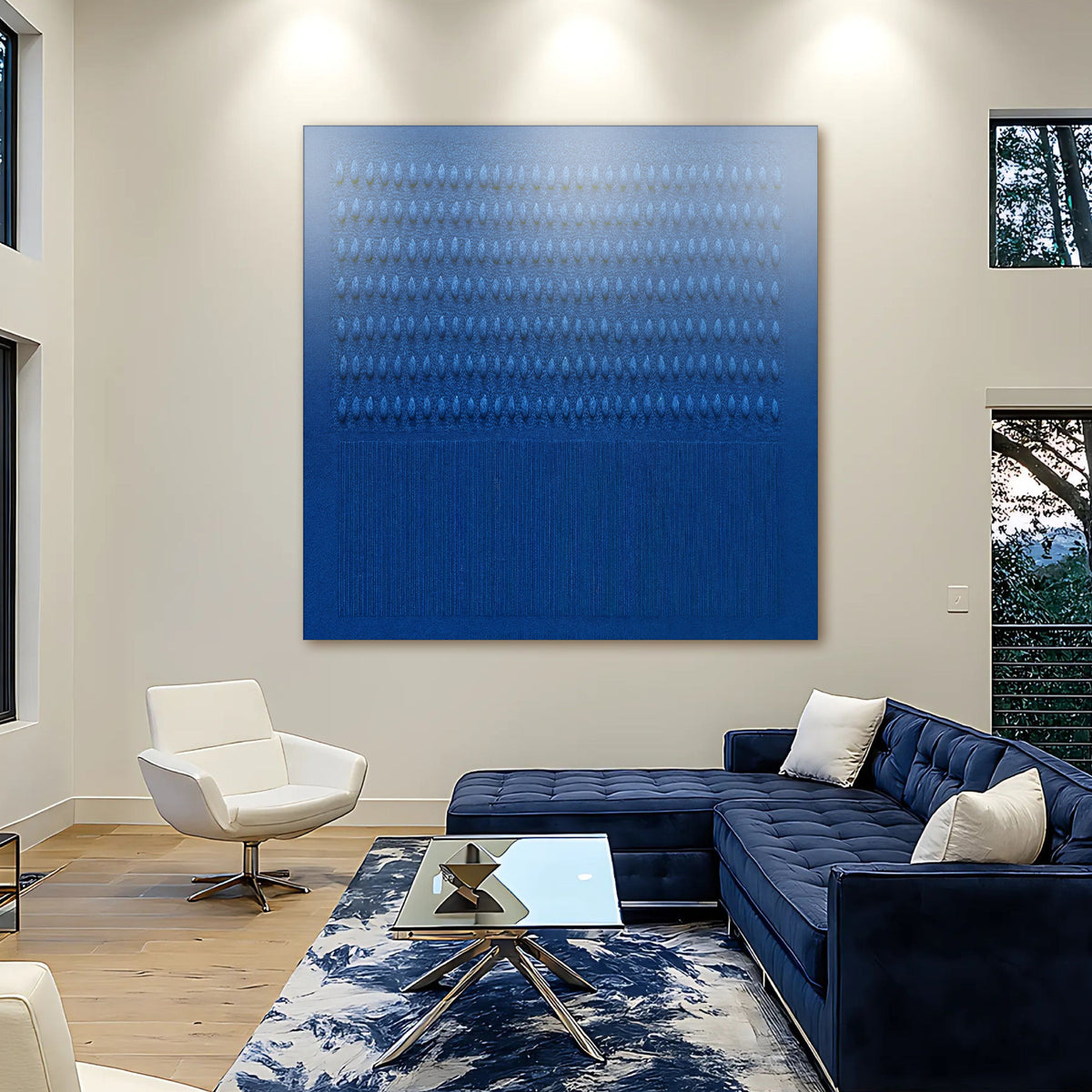 Minimalist Blue Gradient Abstract Canvas Wall Art