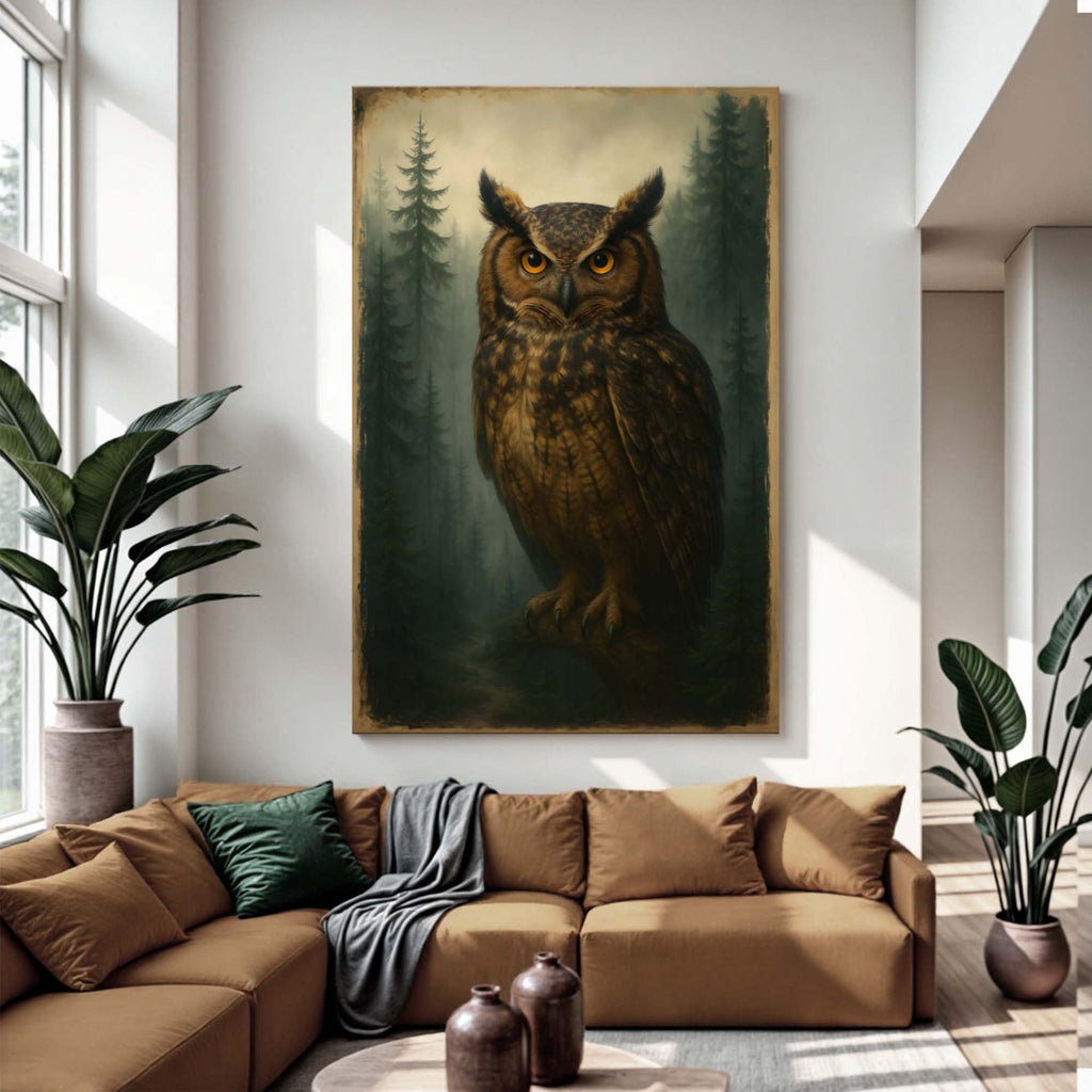 Watcher Of The Woods Owl Canvas Wall Art