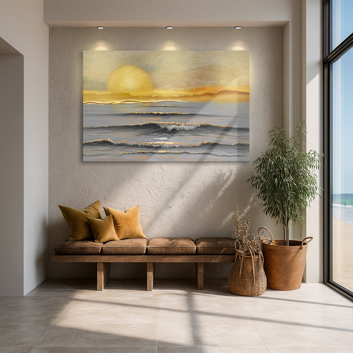 Golden Horizon Calm Canvas Wall Art