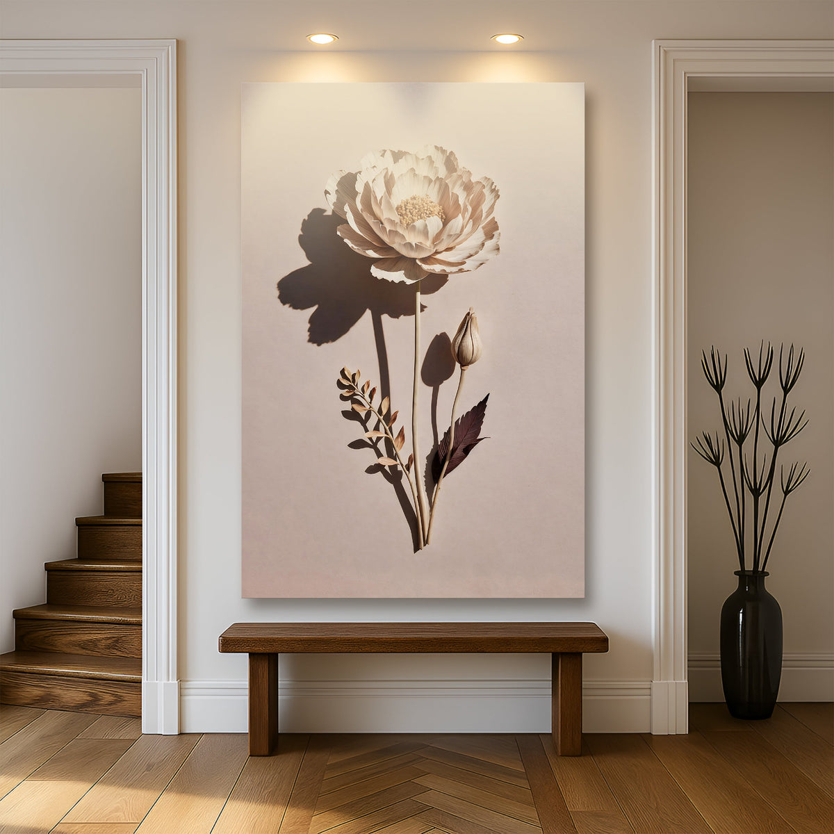 Minimalist Lone Flower Canvas Wall Art