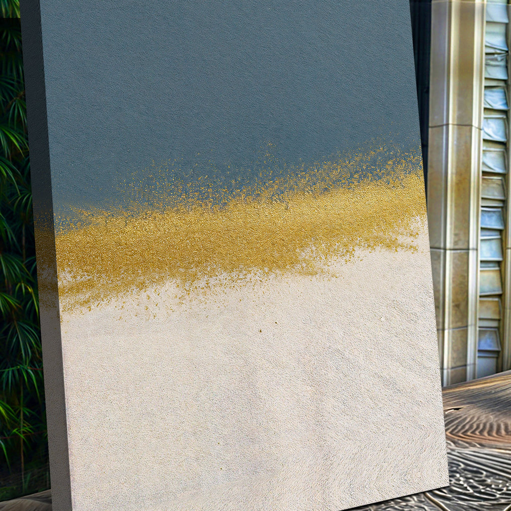 Minimalist Blue and Gold Canvas Wall Art