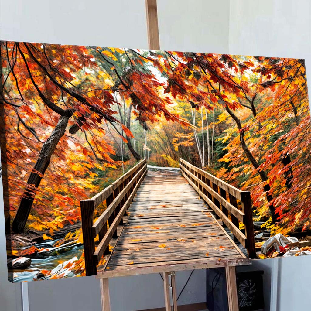 Crossing Autumn Canvas Wall Art